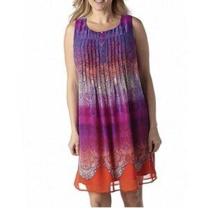 Chris McLaughlin Dress Purple Red Blue 16W 16 W  Washable Shift Sleeveless NEW